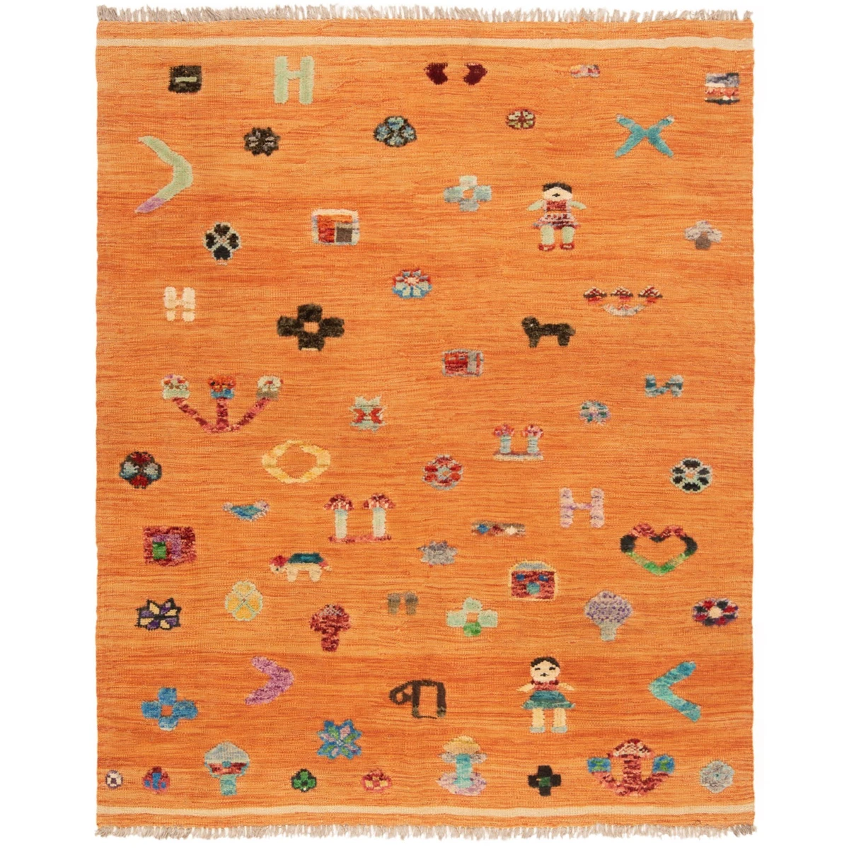 Tapis pour enfants en laine beige 100 x 160 cm tigre SHERE