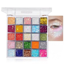 25 Colors Body Glitter Palette, Holographic Chunky Sequins for Face Hair Makeup