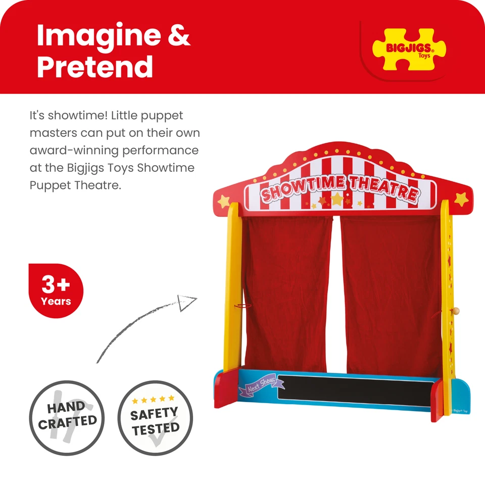 Bigjigs Toys Wooden Tabletop Puppet Theatre | Toy Stage for Story Telling - Image 2 of 4