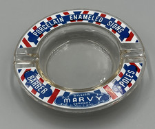 Vintage William MARVY Co BARBER POLES Advertising PORCELAIN ENAMEL SIGNS Ashtray