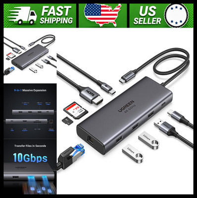 UGREEN 9-in-1 USB-C Hub 10Gbps 4K HDMI SD TF Ethernet 100W PD