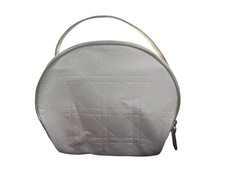 Christian Dior Parfums White Gold Trim Cosmetic Makeup Toiletry Bag - Vintage