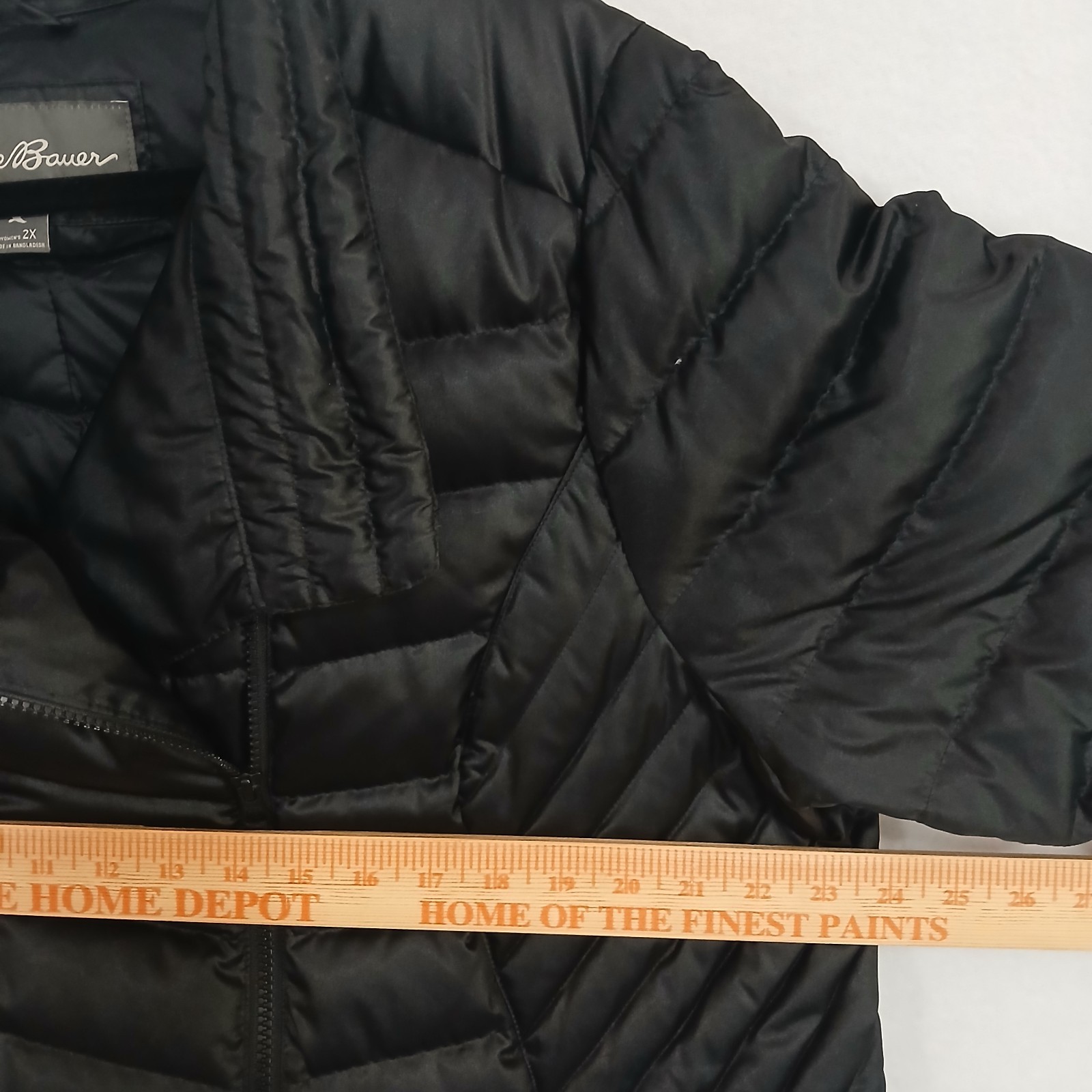 Eddie Bauer Down Puffer Jacket Solid Black Zipper… - image 4