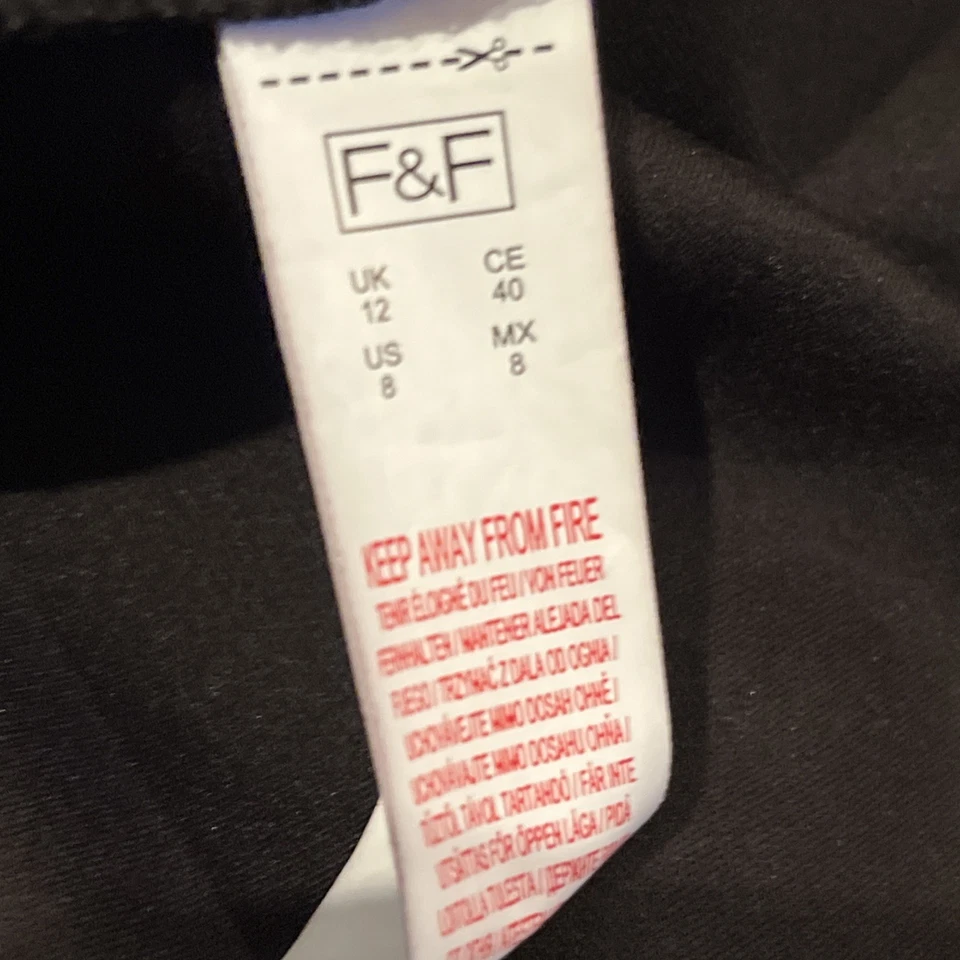 F&F Black Zip Front Mini Skirt Size 12 Pre-Worn - Image 4 of 4