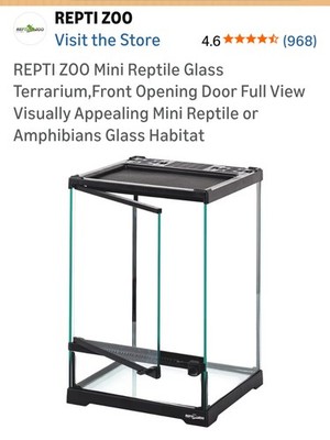 REPTI ZOO Mini Glass Terrarium 8.3x8.3x11.8in Front Opening Door