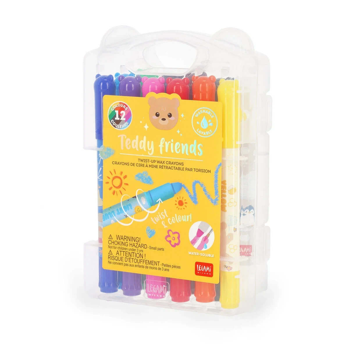 Legami Set mit 12 Wachsmalstiften Teddy Friends