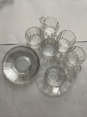 Bormioli Glass Coffee Espresso Mini Cups Made in Italy Set of 6 W Saucers