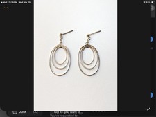 Hoop Earrings For A Teen, Oval Dangle Triple 2g Sterling Silver Lightweight New