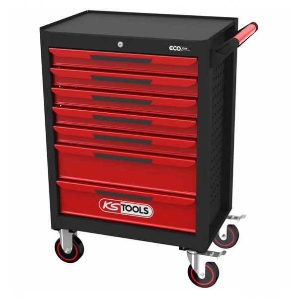 Ks Tools Ecoline Schwarz/Rot Werkstattwagen Mit 7 Schubladen-image