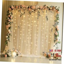 Tulle Backdrop Curtain with 10ft W X 8ft H  2 Panels 5ft X 8ft Champagne