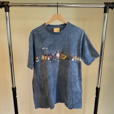 The Mountain Vintage 1999 Birds Graphic Print Short Sleeve Cotton T-Shirt Blue L
