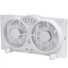 Twin Window Fan with 9 In. Blades Adjustable Thermostat and Max Cool Technology