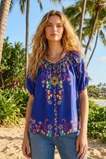 Johnny Was Blue Avah Buttoned Down Shirt C17725-5