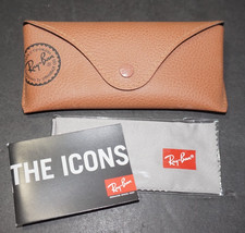 Genuine Ray Ban Brown Aviator Universal Sunglass Case w Cleaning Cloth