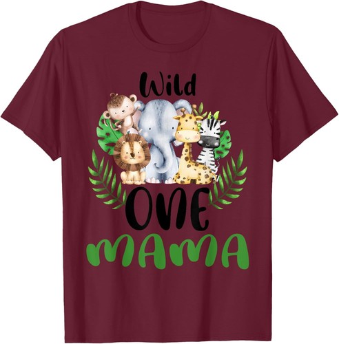 Mama of The Wild One Zoo Birthday Safari Jungle Animal T-Shirt Hoodie - Picture 16 of 16