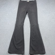 Free People penny pull on flare jeans women's 27 W29 L32 black dark wash solid