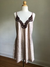 GORGEOUS VTG Dominique Simone Hand-dyed Silky Satin Lace Chemise Lingerie M