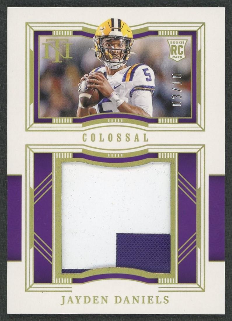 Jayden Daniels Panini National Treasures Colossal Materials #JDS Prime Holo Gold