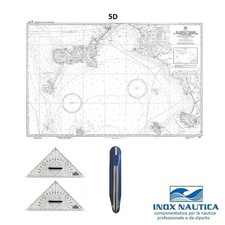 KIT CARTEGGIO NAUTICO SCUOLA PATENTE 2 SQUADRETTE + 1 COMPASSO + CARTA 5D