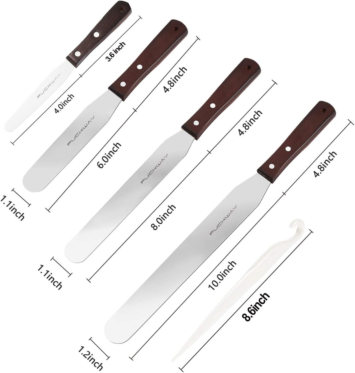 4PCS Cake Decorating Icing Spatula Straight Spatulas 4, 6, 8 &amp; 10 Inch 