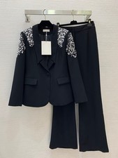 2025 winter hot sales runway show embroidery Beading tops+pants suit SMLXL