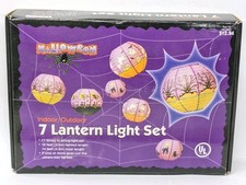Halloween 7-Lantern Paper String Lights Indoor/Outdoor Witch Cat Ghosts