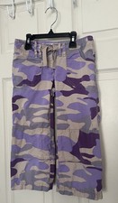 Mini Boden Crop Cargo Pants Purple Camo Girls 9Y
