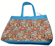 RUSS puppy/dog print roomy canvas tote bag 18 "x 13"