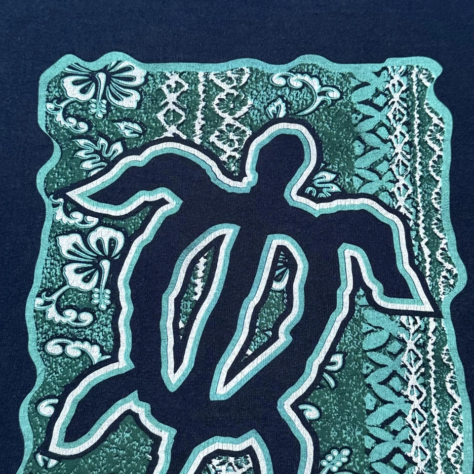 Винтажная гавайская рубашка с зеленой морской черепахой мужская L Honu графика искусство серфинга - Изображение 3 из 4