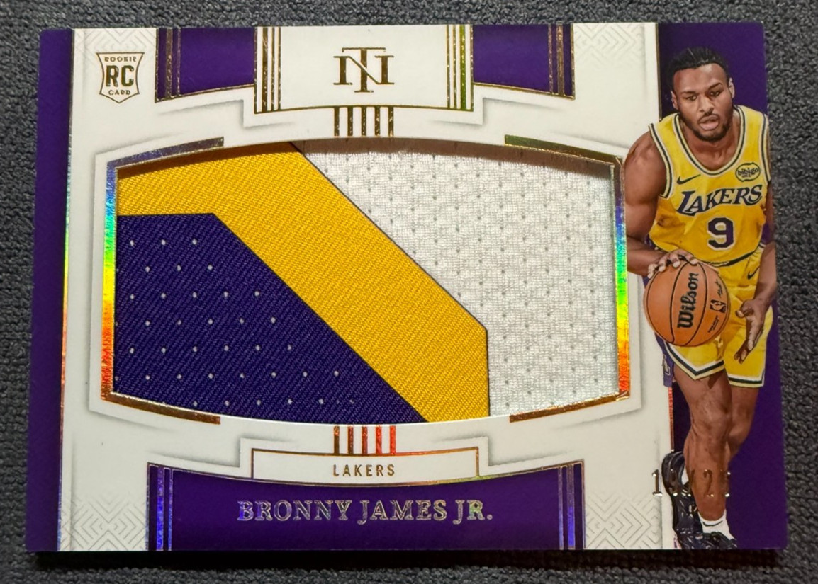BRONNY JAMES JR. 2024 Panini National Treasures ROOKIE JUMBO MATERIALS (RC) #/25