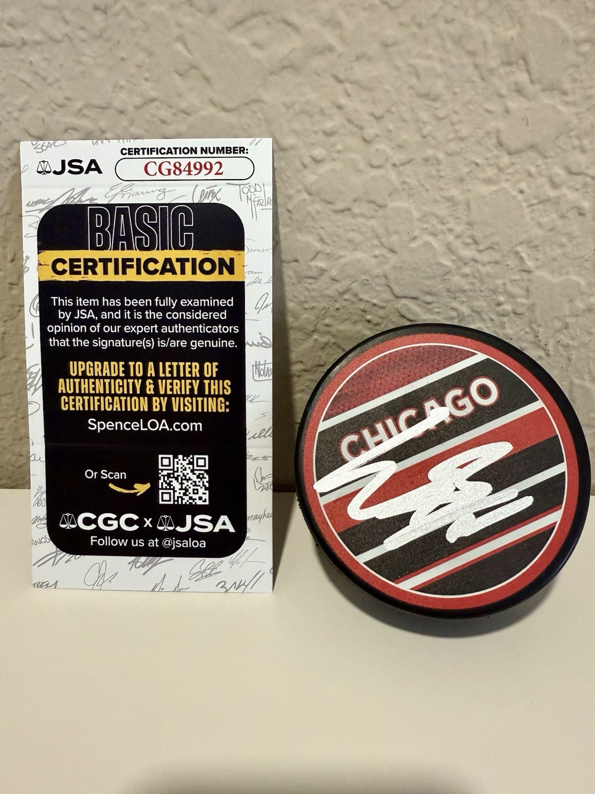 Connor Bedard Autographed Signed Chicago Blackhawks Hockey Puck JSA COA Case 