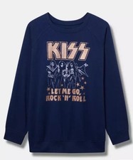 New Torrid Navy Blue Kiss Classic Fit Cozy Crewneck Sweatshirt Women  s Size 2X
