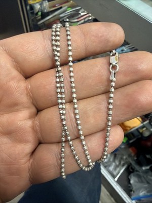 Vintage Rare IBB 925 Sterling Silver Beaded Oxidized Necklace Chain 13.1g 30 