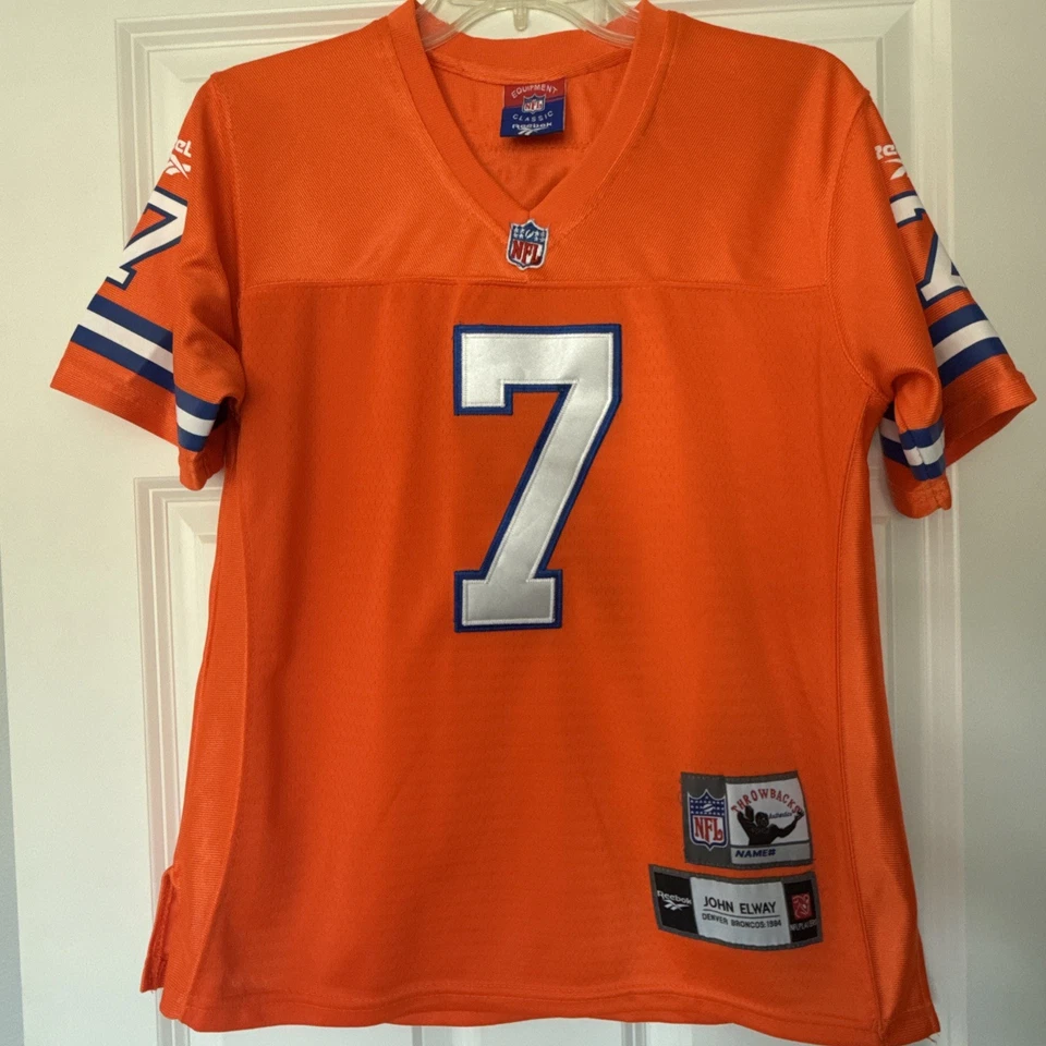 Camiseta deportiva de los Denver Broncos John Elway #7 Reebok Gridiron Classics talla L (14/16) juvenil Foto 2 de 4