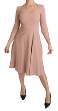 Dolce&Gabbana Women Pink Dress Viscose Solid A-Line Stretch Midi Bodycon IT 38