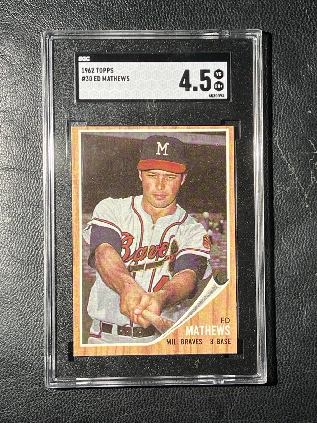 ED EDDIE MATHEWS 1962 Topps SGC 4.5 VG-EX+ 30