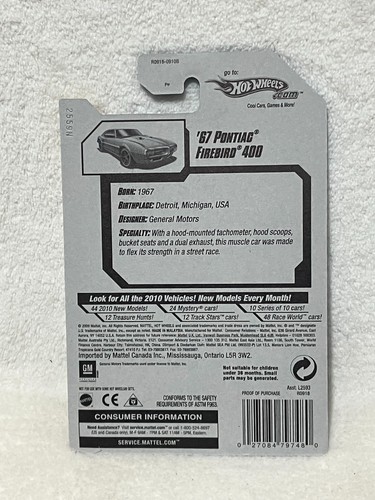 (2) Hot Wheels ‘67 Pontiac Firebird 400 1- '12 Muscle Mania, 1-2010 NEW MODELS - Picture 5 of 5