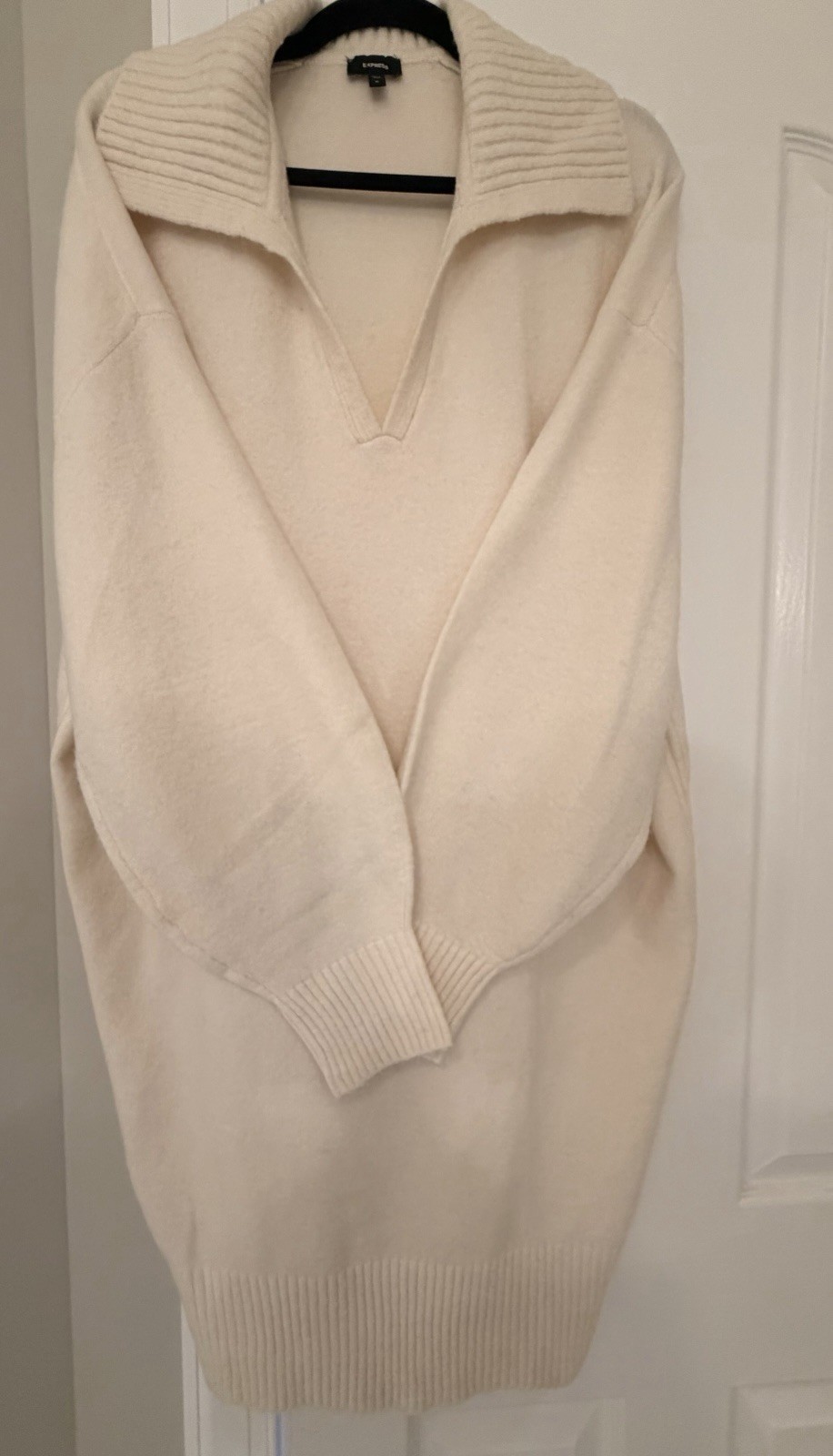 Express Ivory Collared Pullover Sweater Knit Ribb… - image 2
