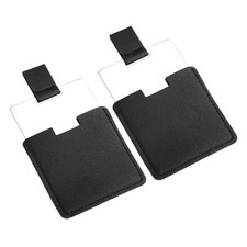 2PCS Compact Mirror, Stainless Steel Pocket Mirror with PU Leather, Black