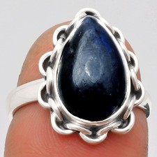 Blue Fire Labradorite - Madagascar 925 Sterling Silver Ring s.7 Jewelry R-1093