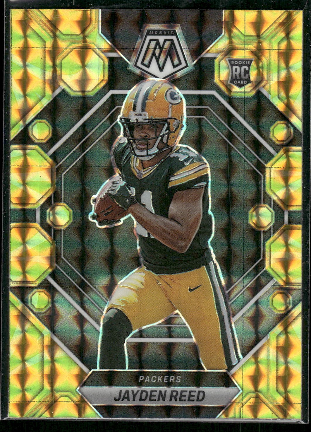 #333 Jayden Reed 2023 Panini Mosaic Rookie Reactive Yellow Mosaic