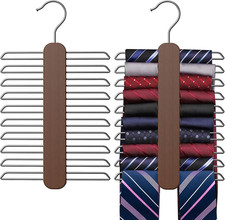 Tie Hanger Wooden Rotating Tie Organizer Holder 20 Capacity for Closet Belts Pro