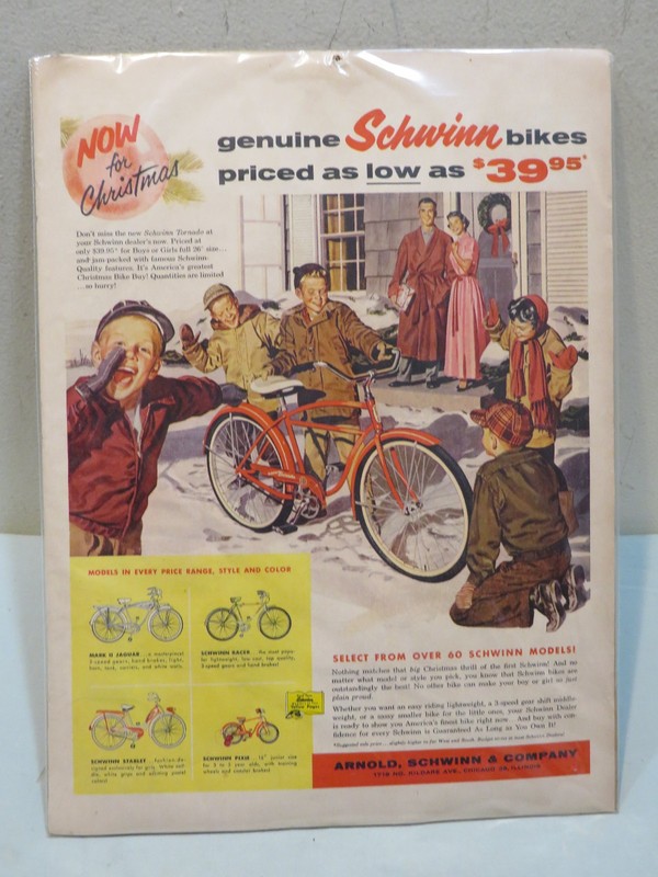 Vintage 1950s Schwinn Bicycle Christmas Advertisment