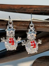 Beautiful Crystal Snowman Necklace with Earrings