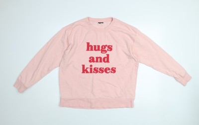 Geliebte Frau rosa Pullover Sweatshirt L Hugs and Kisses Grafik