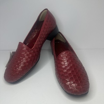 NWT PREDICTIONS  I FATHER COLLECTION Scarlet Red Woven Comfort Loafers Sz7.5 W