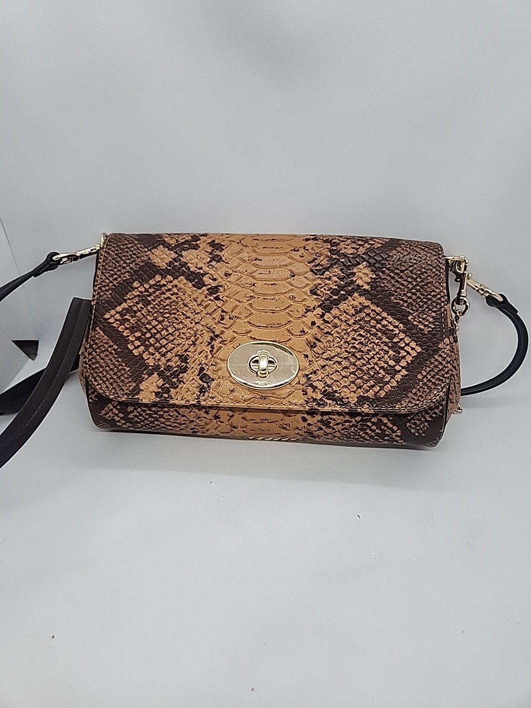 COACH Snake Embossed Leather Mini Ruby Turnlock C… - image 1