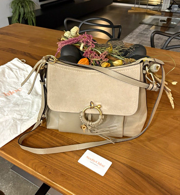 See By Chloé Damen Umhängetasche Leder/Veloursleder Beige m. Beutel