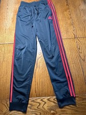 Adidas Black with Red Side Stripes Athletic Pull On Jogger Pants Boys Size 14/16