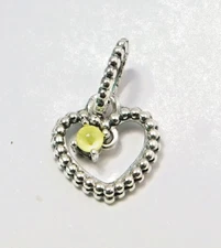 Authentic Pandora Charm, November Honey Beaded Heart Dangle  #798854C11